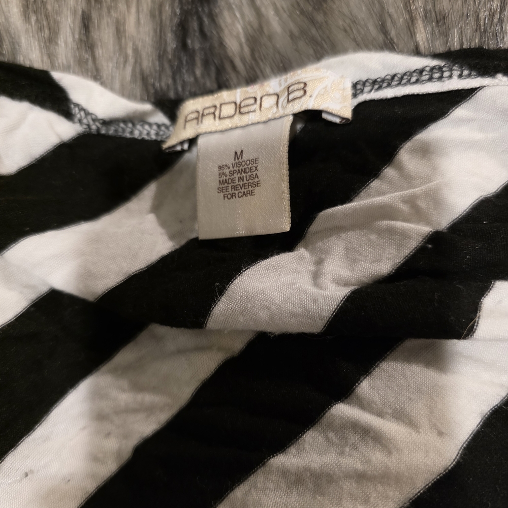 Arden B Black and White Striped Top